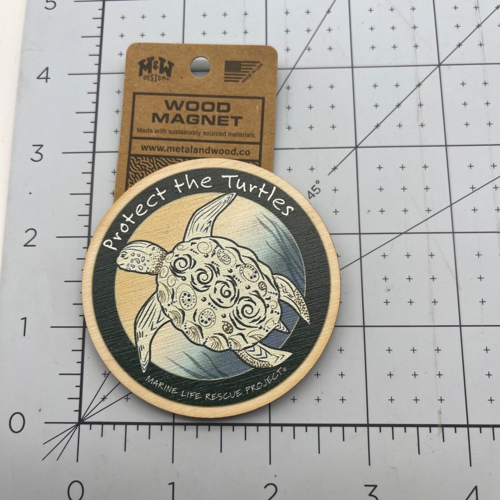 Metal and Wood Co Wood Pin Travel Protect the Turtles